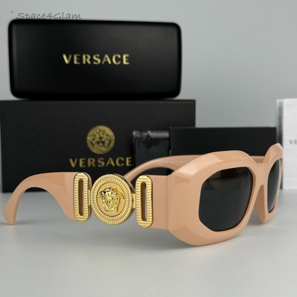 NEW Versace VE4425U MAXI MEDUSA BIGGIE 536387 Pink Gray Oval Unisex Sunglasses - Picture 4 of 12